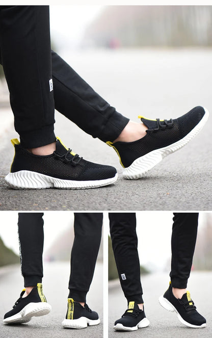 summer work shoes with protection breathable Lightweight safety shoes with iron toe anti-stab anti-slip working summer shoes