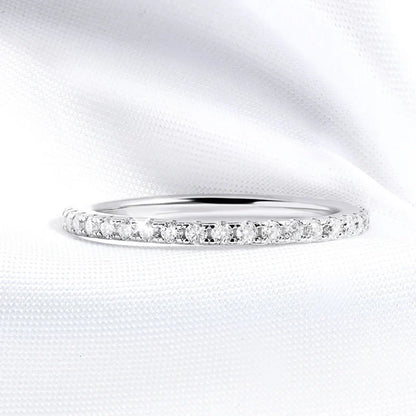 18k Plated 0.57ct Full Enternity Moissanite Ring Forn Women  S925 Sterling Silver Matching Diamond Band Wedding Jewelry