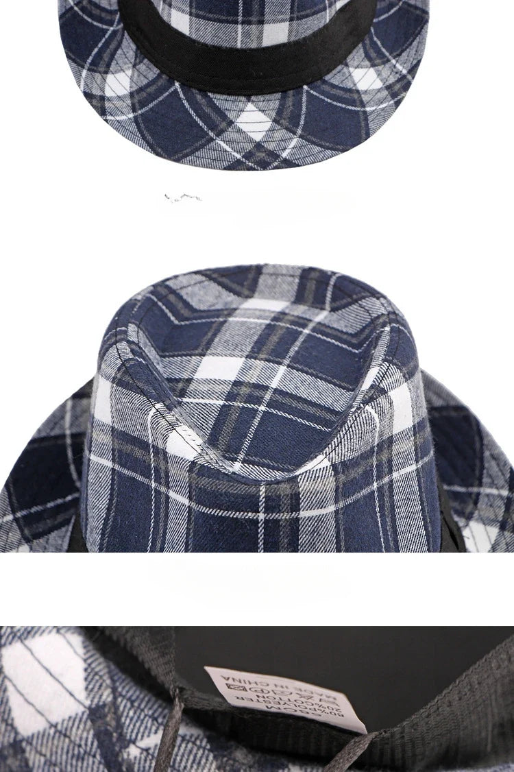 Spring/Summer Classic Versatile Checkered Top Hat Women's British Retro Jazz Fedoras for Men