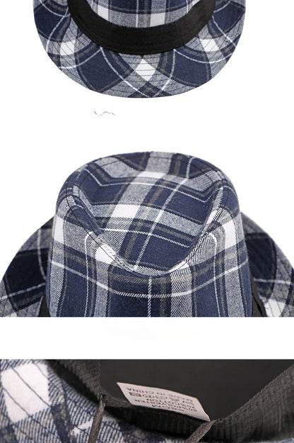 Spring/Summer Classic Versatile Checkered Top Hat Women's British Retro Jazz Fedoras for Men
