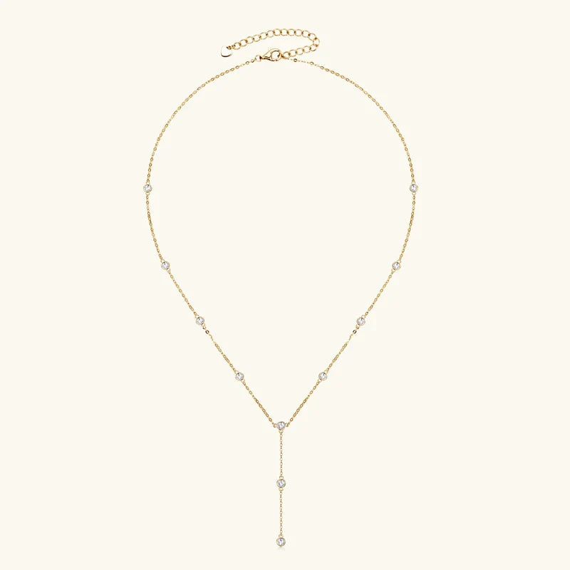 Collares Mujer 3mm 0.1ct Moissanite Necklace 925 Sterling Silver Y-shaped Pendant Necklaces For Women Unique Jewelry Gift