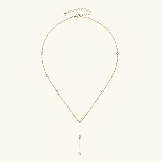Collares Mujer 3mm 0.1ct Moissanite Necklace 925 Sterling Silver Y-shaped Pendant Necklaces For Women Unique Jewelry Gift
