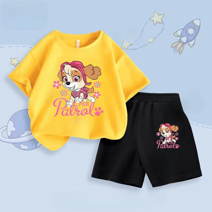 Summer New Children's Short Sleeve Clothing Sets Grils' T Shirt Shorts Two Piece Suit Kids Breathable Casual Outfits