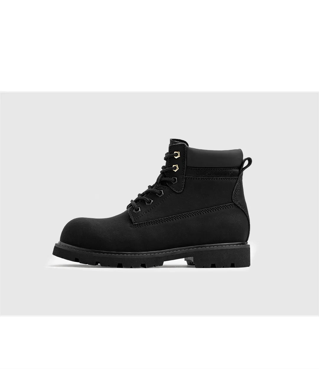 Men's Versatile Black Boots Plush Lining Warmth Shoes Retro Non-Slip Thick Sole Work Boots Outdoor Casual Mid-Calf Boots