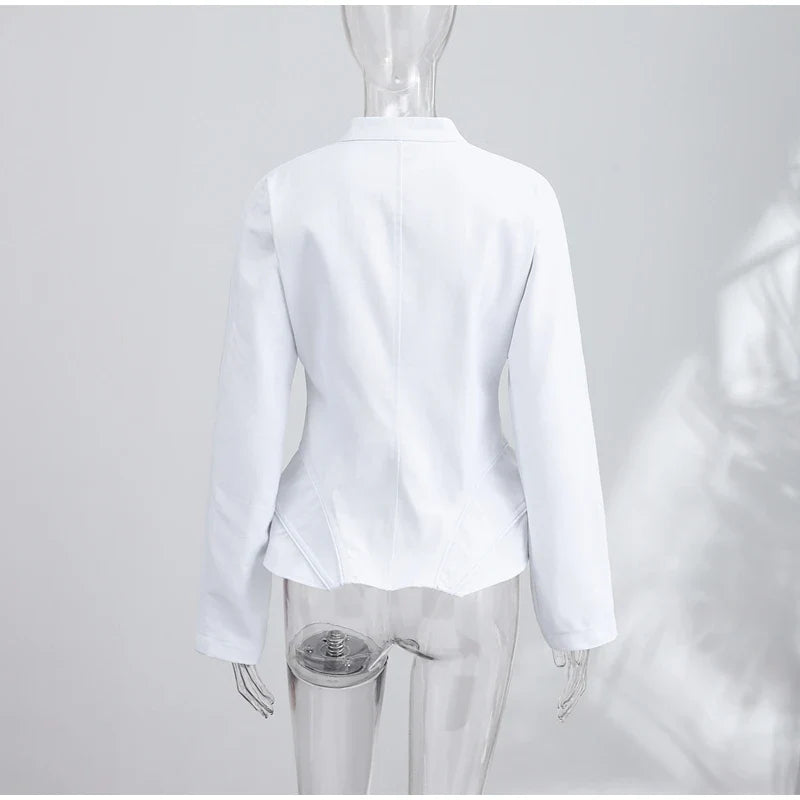 Elegant White Women's Long Sleeve Top Slim Fit Corset Bustier Shirt Casual Office Party Streetwear Y2K Fashion Outerwear 2026