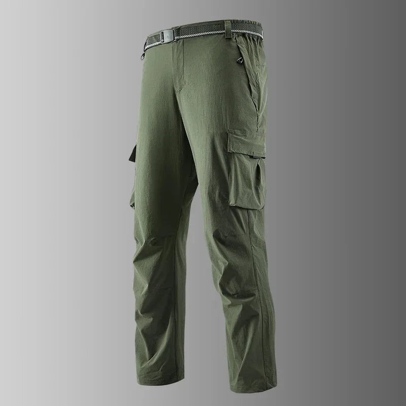 Big Size 8XL Men's Cargo Pant Straight Leg Fishing Trouser Male Multi Pocket Ice Silk Lightweight Thin Breathable Quick Dry Plus