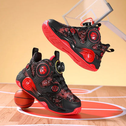 Children's Basketball Shoes Outdoor Anti-slip Cushioned Sneakers Boys Girls Ankle Support Basketball Combat Boots Athletic Shoes
