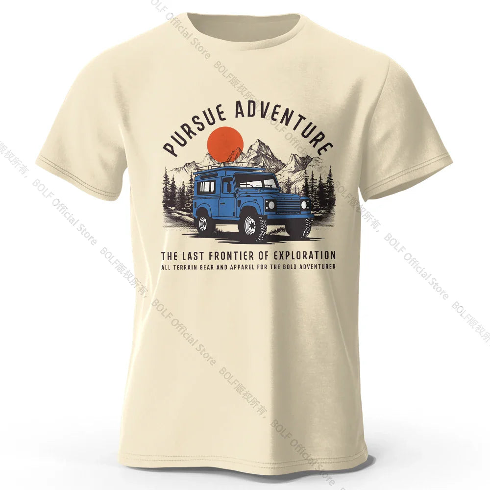 Wilderness Explorer Vintage Medal Printed Unisex Men Women T-Shirt Tees Tops 100% Cotton Topographic Graphic Bushcraft Wear