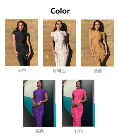 Sexy Bodycon Long Dress Women 2025 Summer Slim Fashion Short Sleeve Bandage Maxi Party Dresses Woman Skirt Elegant Vestidos