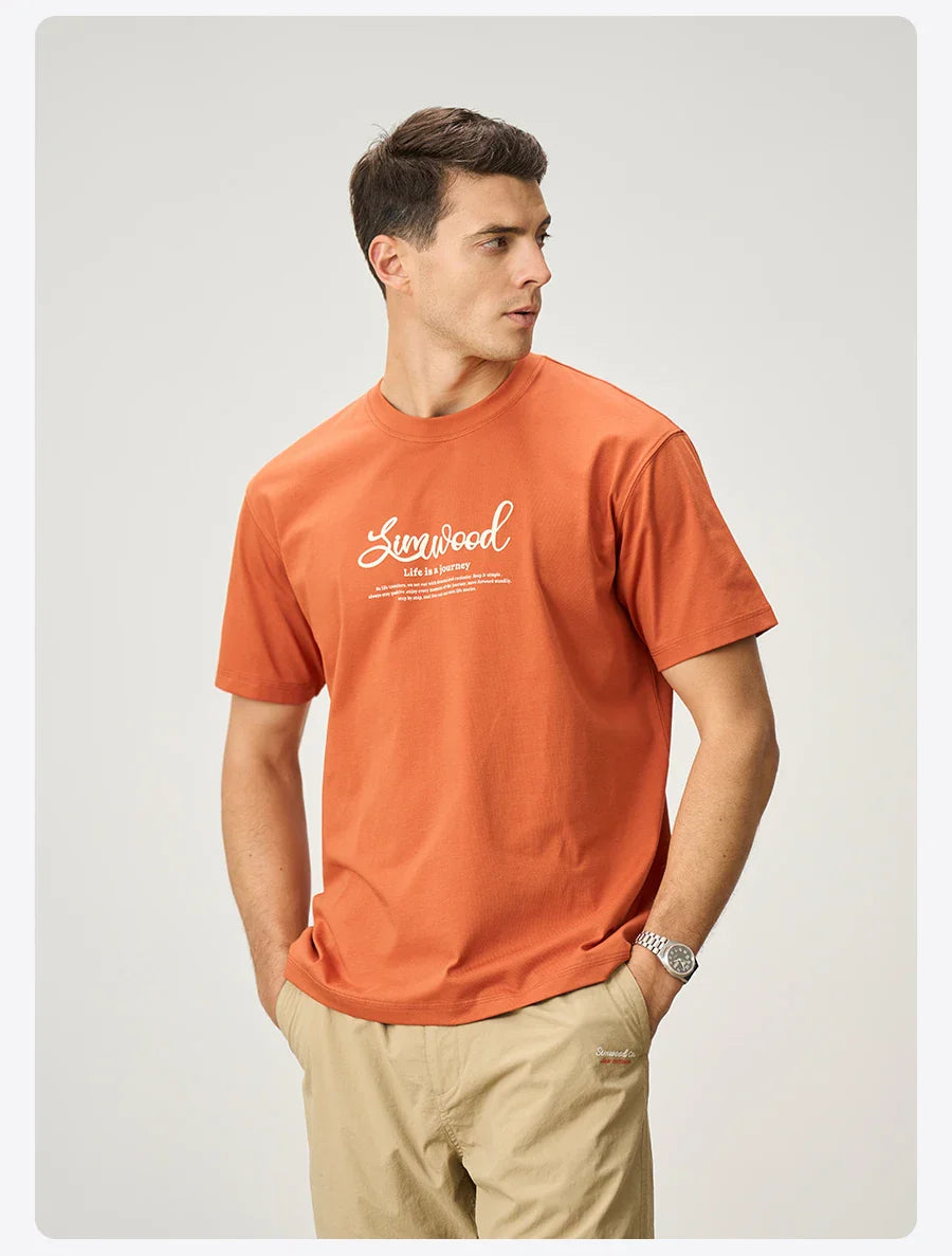 2026 Summer New Oversize 230gsm Sorona Cool Feeling Fabric Men Fashion Letter Print Tops High Quality Tees