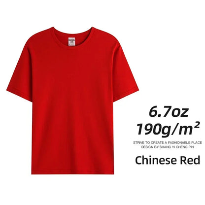 6.7oz 190grams Combed Cotton Tees Tshirts Mens Solid Tops Woman Male Custom Team Uniform Class Clothes Summer Customization