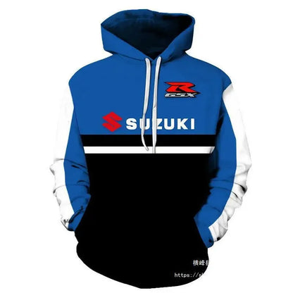 men's casual hoodie, 3D printed long-sleeved top for outdoor motorcycle and bicycle enthusiasts, autumn and winter