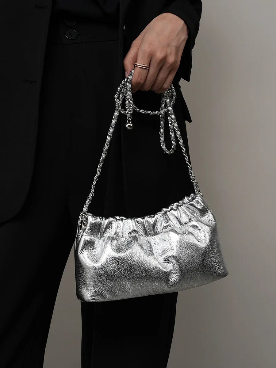 Genuine Leather Women Shoulder Bags Luxury Brand Small Chain Flap Bags for Ladies Handbag Natural Cowskin Female Crossbody Bags