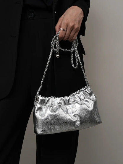Genuine Leather Women Shoulder Bags Luxury Brand Small Chain Flap Bags for Ladies Handbag Natural Cowskin Female Crossbody Bags