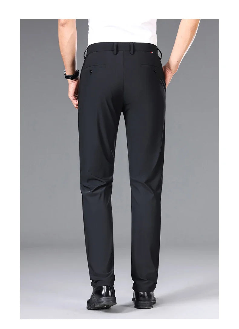 Brand Clothing 2026 Summer High Stretch Men's Casual Pants Quick Dry Business Straight Pants Thin Formal Suit Trousers Male 40
