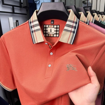 Designer brand men's short sleeve polo shirt new embroidery silky cotton breathable summer Korean fashion casual Paul T-shirt