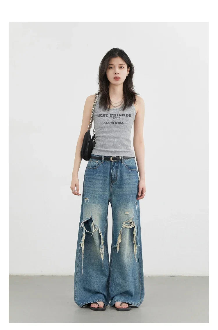 Women Jeans Fashion Casual Loose High Waisted Wide Leg Denim Pants Streetwear Female Trousers Spring Autumn New 2026