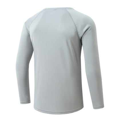 Men UPF 50+ Long Sleeve T-Shirt, Rash Guard Breathable Tops, Pullover Shirt for Sport Fishing Hiking Running Beach Surfing
