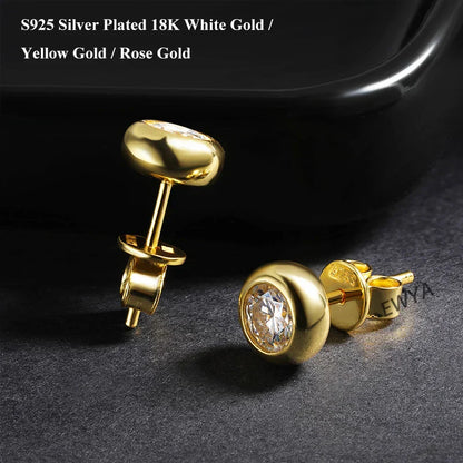 Oval Round Bezel 0.5CT Moissanite Stud Earrings for Women 925 Silver Plated 18k Pass Diamond Test Bubble Ear Jewelry Gift