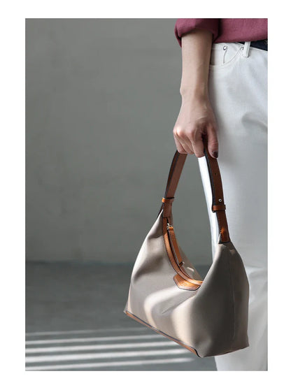 New Arrival Underarm Bag Women Genuine Leather Crossbody Bag Fashion Female Nylon Handbag Luxury Messenger Purses