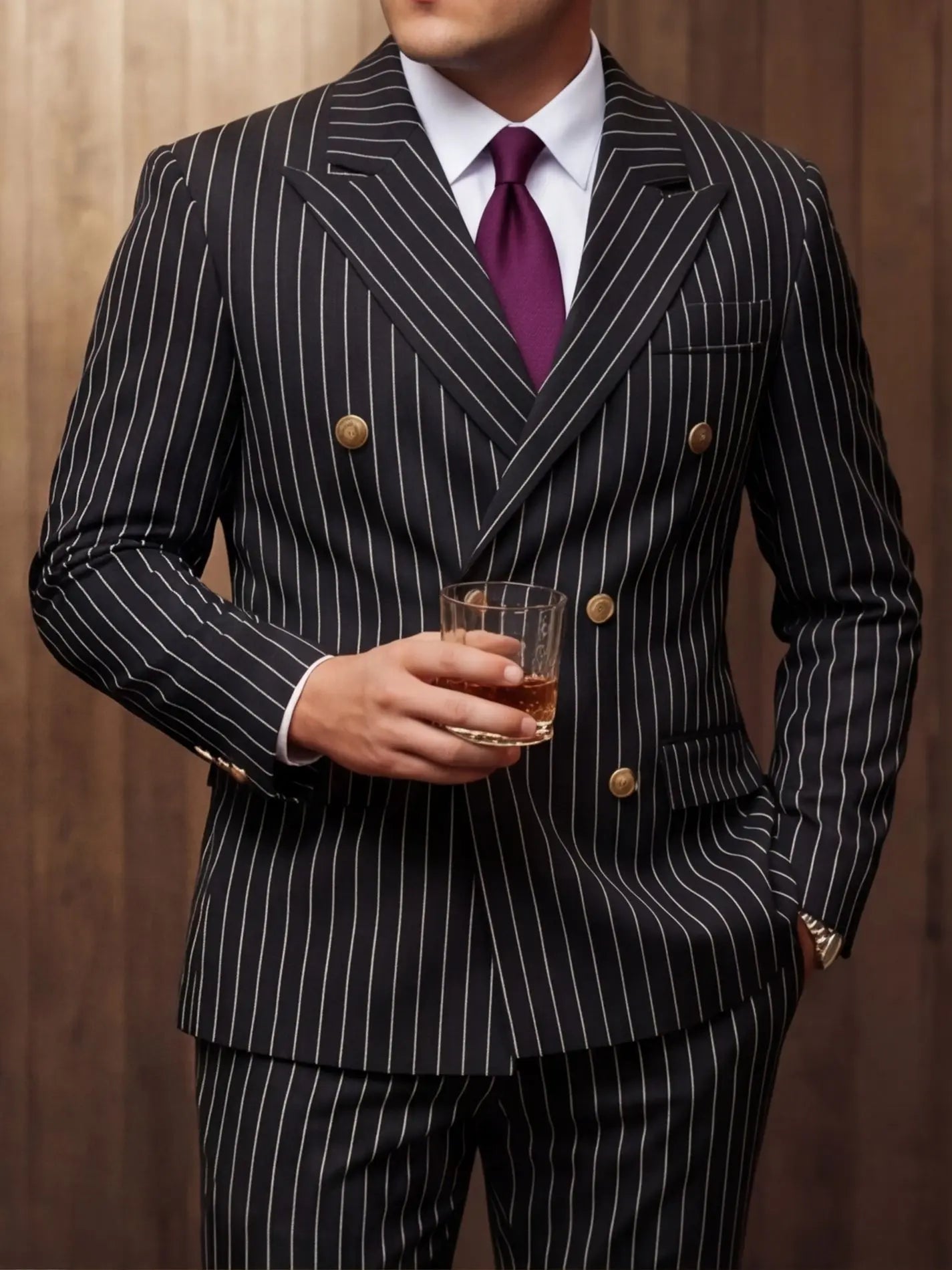 Men's Suit Sets Men's Striped Suits Dress Pants for Business Dinners and Weddings