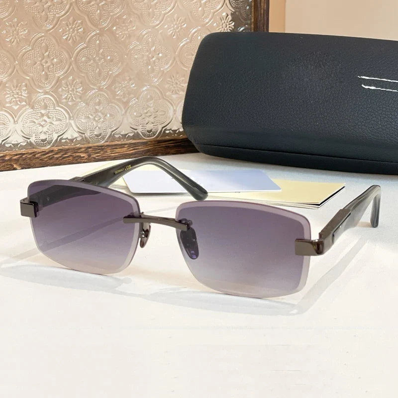 Fashion Street Rectangle Sunglasses 129 Alloy Germany Trendy Top Quality Original Design Classical Irregular Acetate UV400 Men