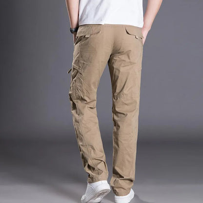 Men Cargo Trousers Casual Pants Straight Leg Work Pants Men Spring Summer Cotton Loose Casual Cargo Overalls Male Multi Pockets