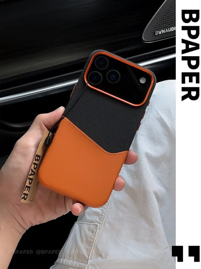 Case For iPhone 17 Pro Max Air Leather and Fabric Splicing Texture Card Insertion Magnetic Phone Cover For iPhone 17 Pro Shell