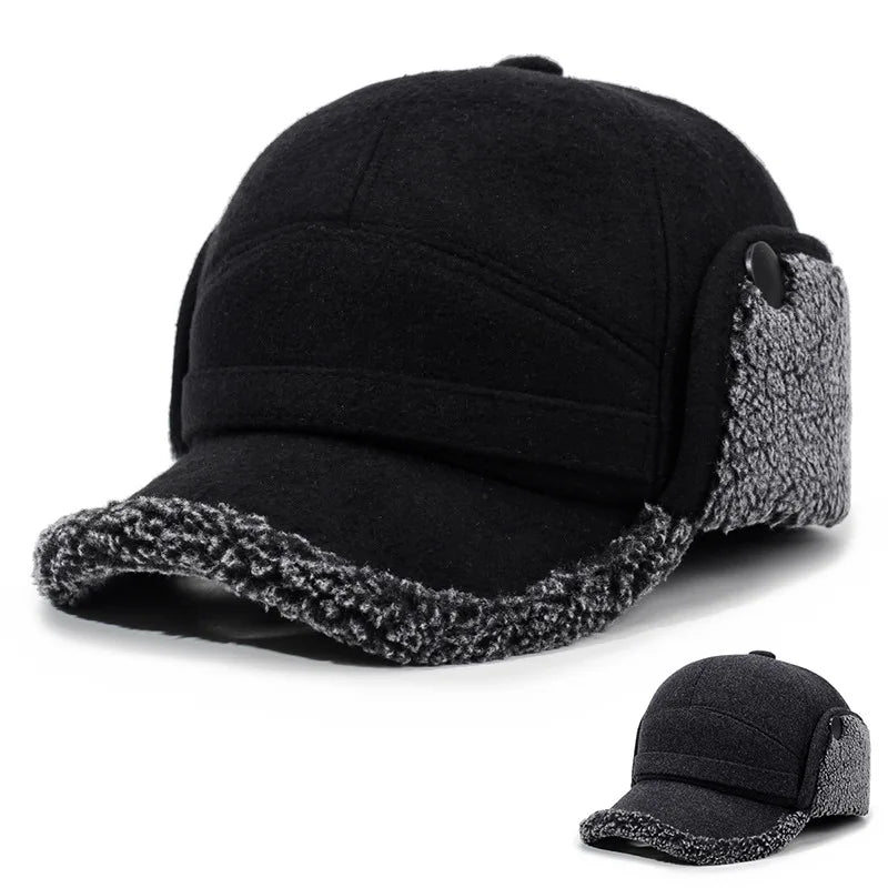 Autumn and Winter New Warm Lei Feng Hat Men's Father Outdoor Leisure Thickened in The Elderly Fleece Hat Baseball Cap Ear Cap