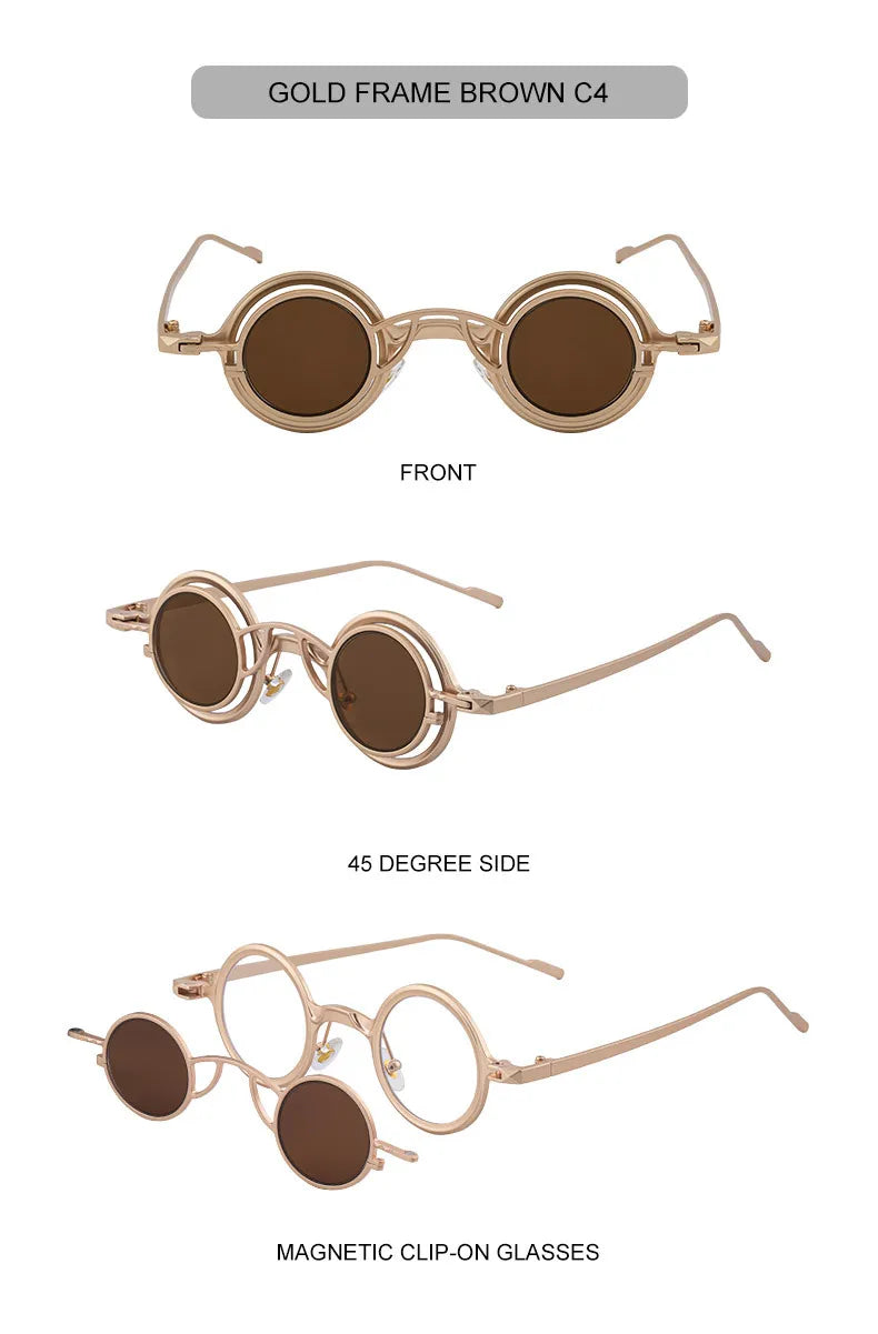 Steampunk Sunglasses For Men Metal Frame Vintage Retro Round Fashion Glasses Punk Dropshipping Gafas De Sol Lunette De Soleil