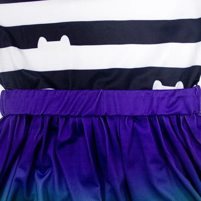 Carnival Party Children Black And White Stripe T-Shirt+Skirt+Bag Sets Kids Cartoon Cats Cosplay Costume Party Outfits 4-8Y