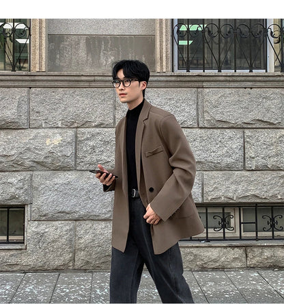 Spring Summer Men Formal Blazers Men Korean Fashion Loose Casual Dress Jacket Men Harajuku Social Suit Jacket Clothing