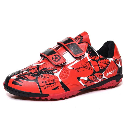Kids Soccer Shoes Outdoor Non-Slip Football Sports Shoes Boy Training Shoes Child HOOK&LOOP Lightweight Children's Soccer Cleats
