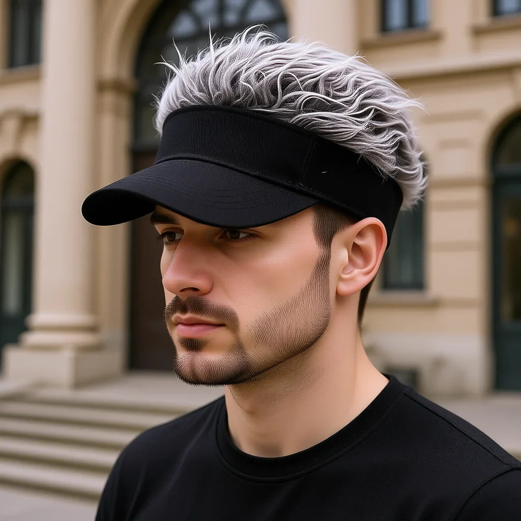 Men Women Baseball Cap With Spiked Hairs Wig Hat Spiked Wigs Casual Unisex Sunshade Adjustable Sun Visor