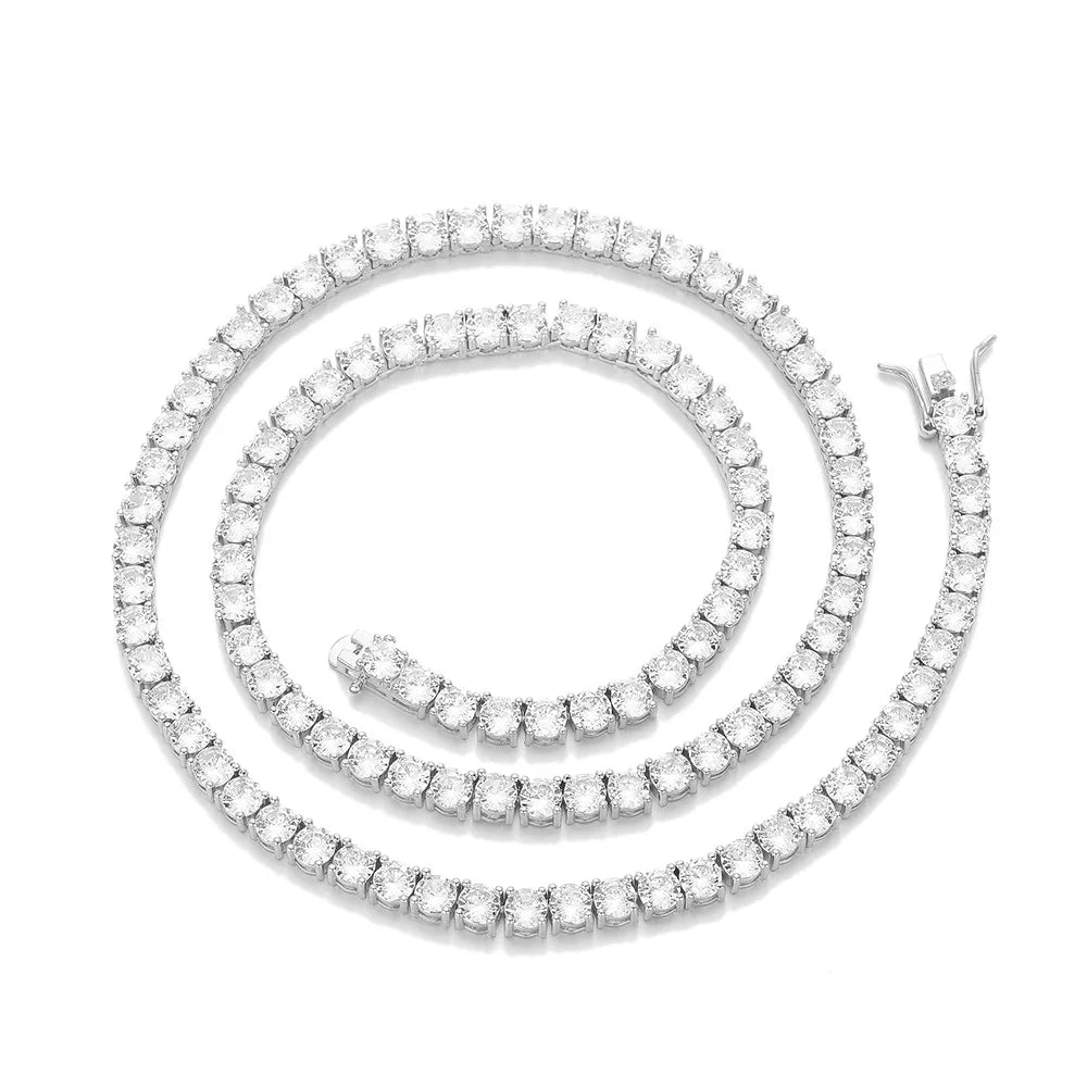 Certified GRA Moissanite Tennis Necklace 3/4/5/6mm Solid 925 Sterling Silver Diamond Tennis Necklaces for Women Man