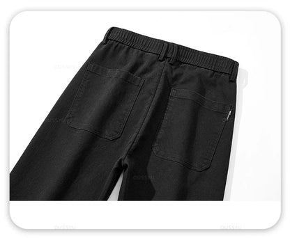 2025 New High Quality Soft Lyocell Fabric Jeans Men Elastic Waist Loose Straight Four Seasons Denim Trousers Male Plus Size 5XL