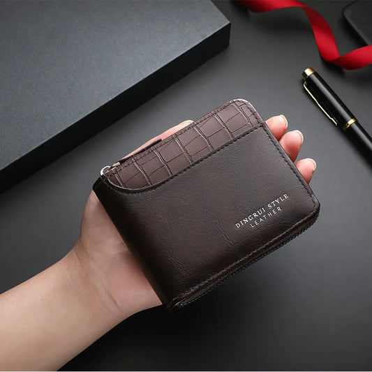 Portefeuille en Cuir de Luxe pour Hommes, Porte-monnaie Zippé avec Porte-cartes et Poche à Monnaie, Portefeuille Anti-RFID, Cadeaux d'Anniversaire pour Hommes