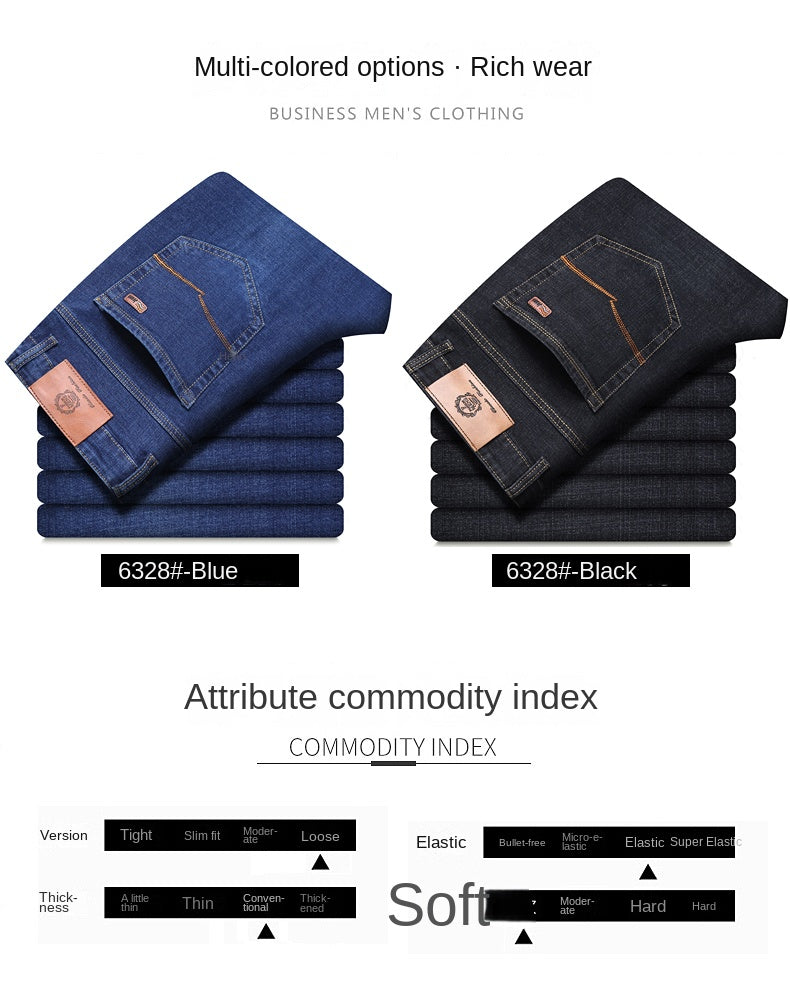 Brand 2026 New Men's Slim Elastic Jeans Fashion Business Classic Style  Denim Pants Trousers Male