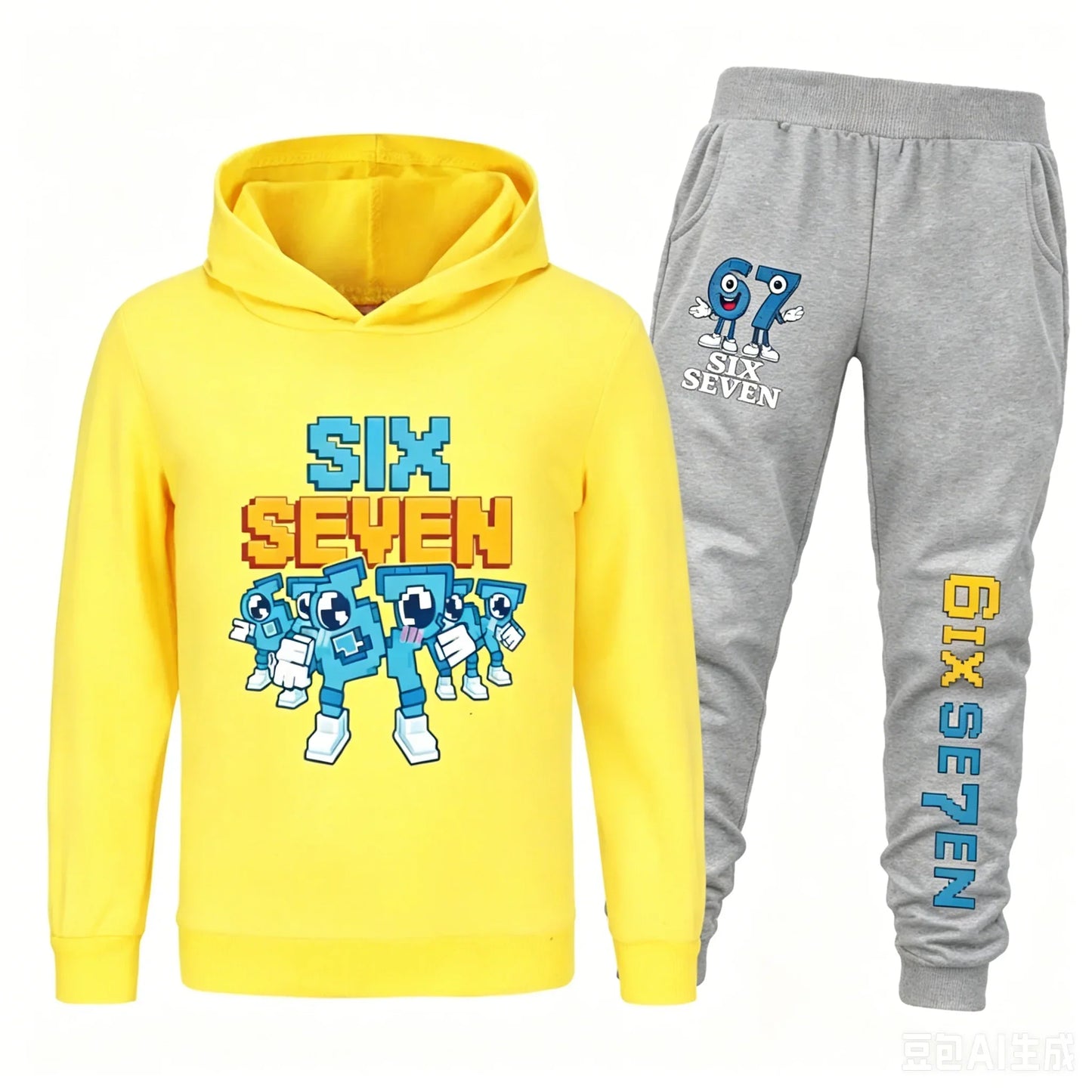 Spring Autumn Six Seven 67 Print Children Hoodies Set Kids Fashion Sportsuit Boys Long Sleeves Pants Suit 2 Piece Trouser Set