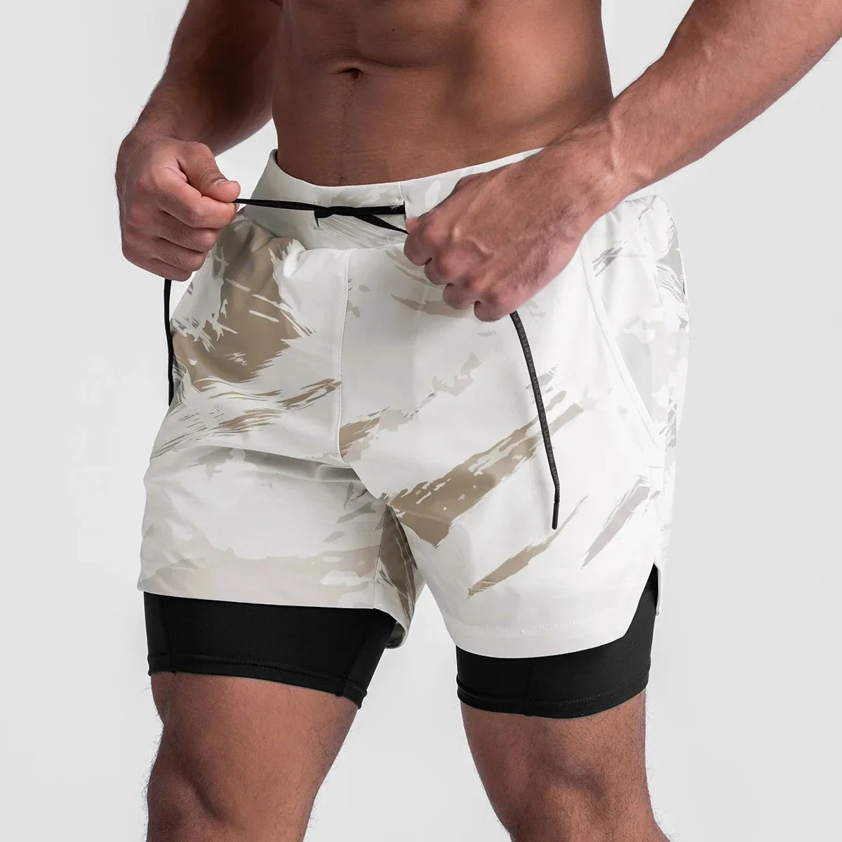 Fashion Gym Shorts for Men Clothing Casual Sweatpants Outdoor Running and Cycling Breathable Double-layer Shorts Men