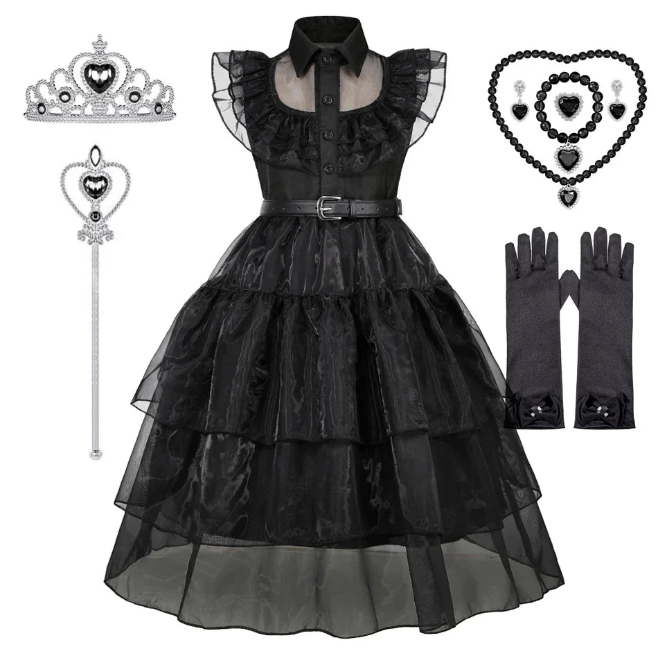 Black Princess Costume Girls Kids Black Gothic Dress