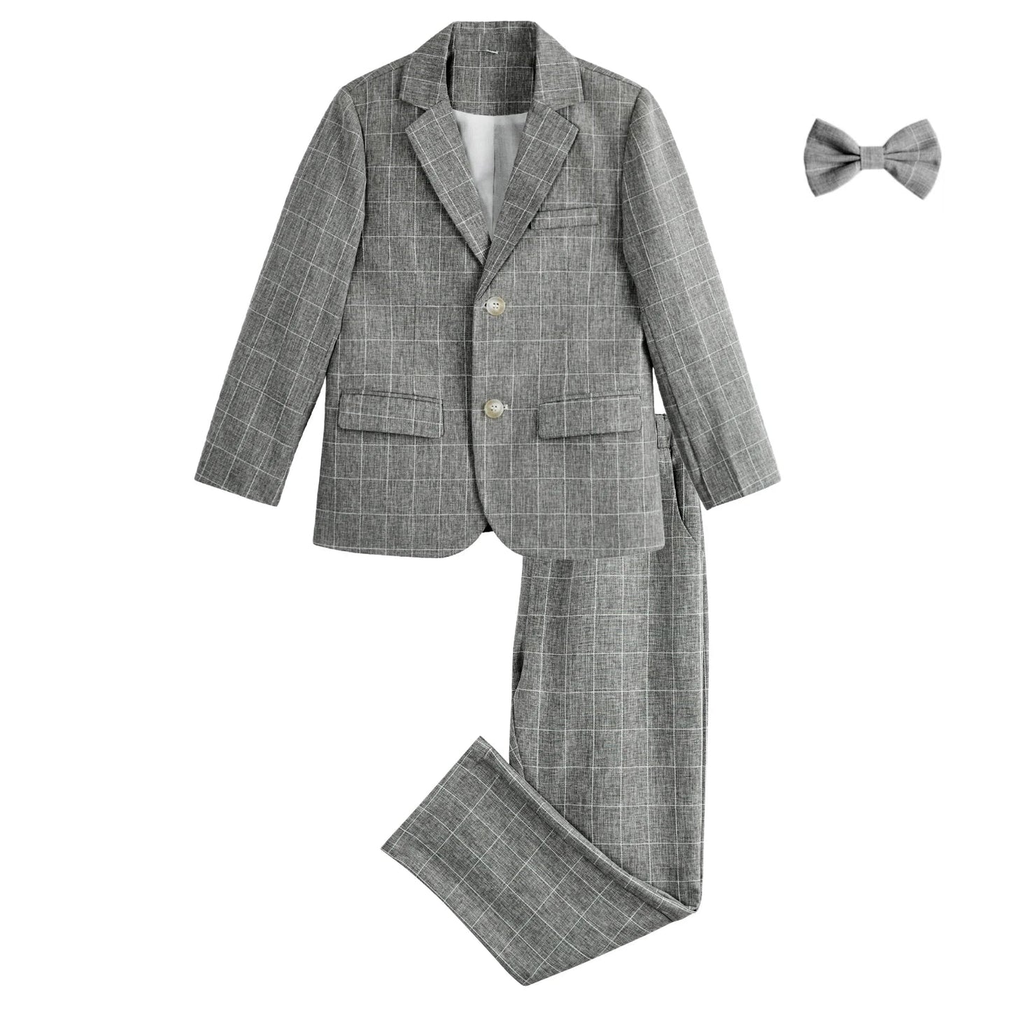 Boys Suit Wedding Ring Bearer Outfit Kids Suit Set Blazer Pants Bow Tie Shirt Clothes Formal Wear 2-14Years