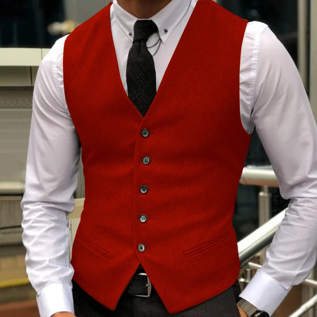 Men Vest Brown Herringbone Single Breasted With Lapel Waistcoat For Wedding Party Business Work Daily Casual Ball Men Suit Vest