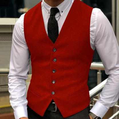 Men Vest Brown Herringbone Single Breasted With Lapel Waistcoat For Wedding Party Business Work Daily Casual Ball Men Suit Vest