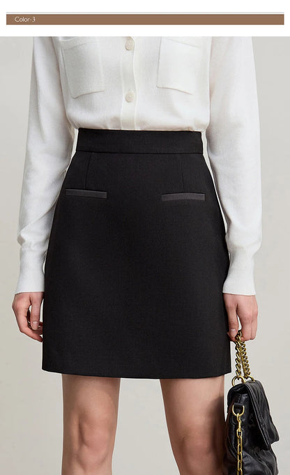 Mini Skirt 2026 Spring New Elegant Commuter Versatile Short Skirt A-Line Color-blocking Splicing Women's Clothing 12621021