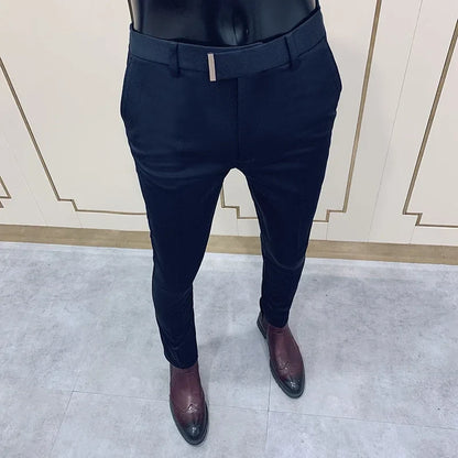 2026 Spring Summer Men's Casual Pants Formal Business Men Solid Color Slim Fit Office Social Trousers Wedding Party Suit Pants