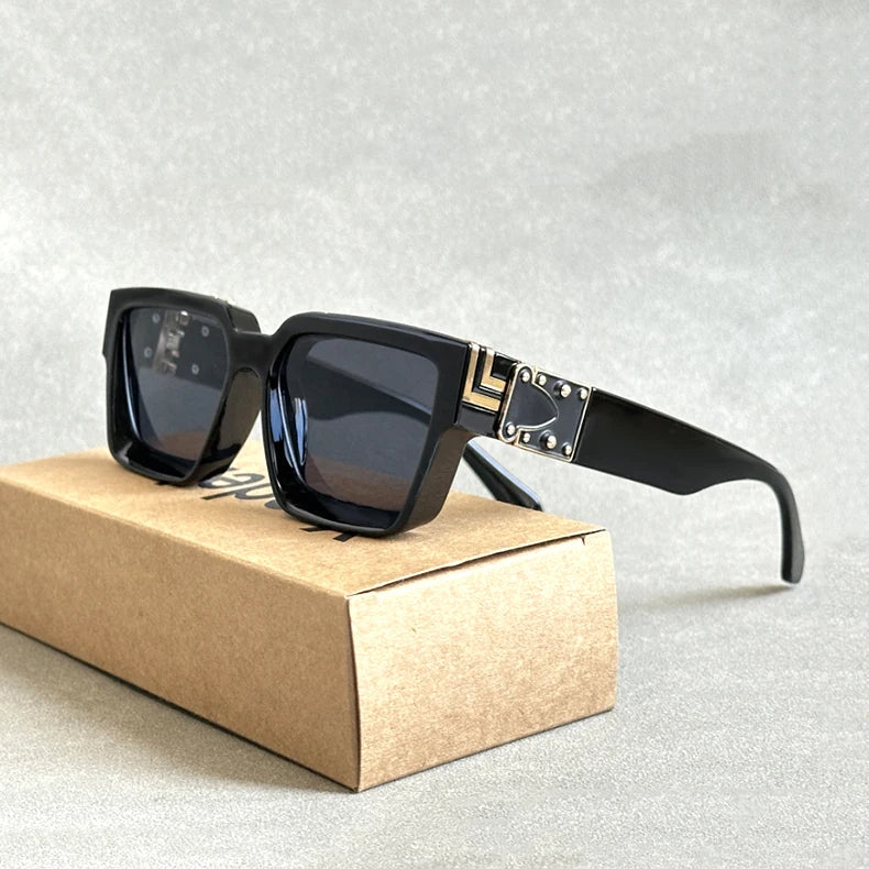 Retro Millionaire Sunglasses For Men 2024 Vintage Square Sunglasses Women Trendy Designer Fashion Glasses Gafas De Sol Hombre