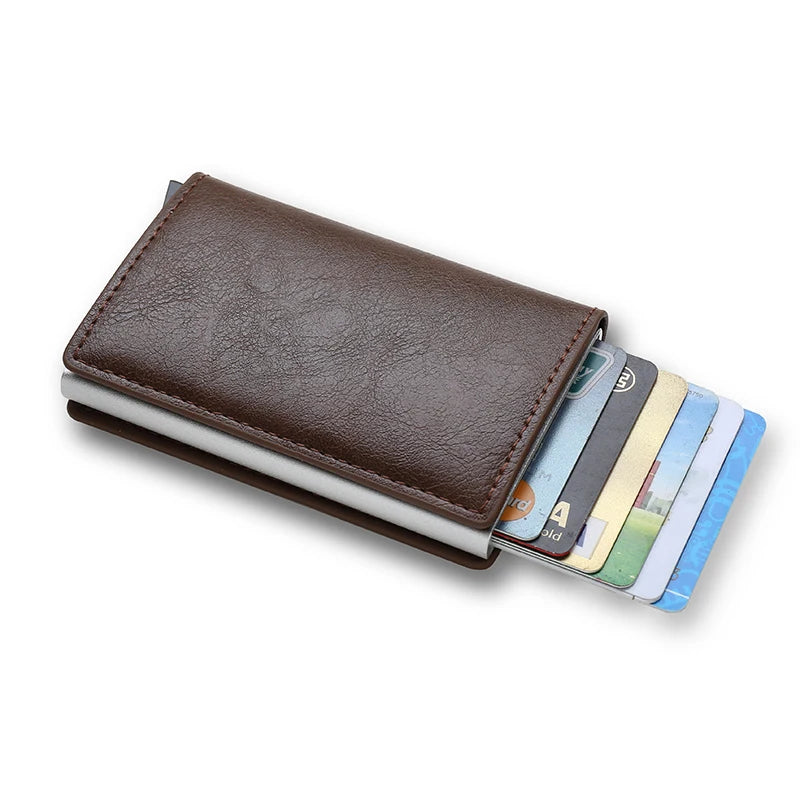 Portefeuilles pour cartes de crédit en fibre de carbone Hommes Marque RFID Noir Magique Pliable Cuir Mince Mini Portefeuille Petit Porte-monnaie Homme