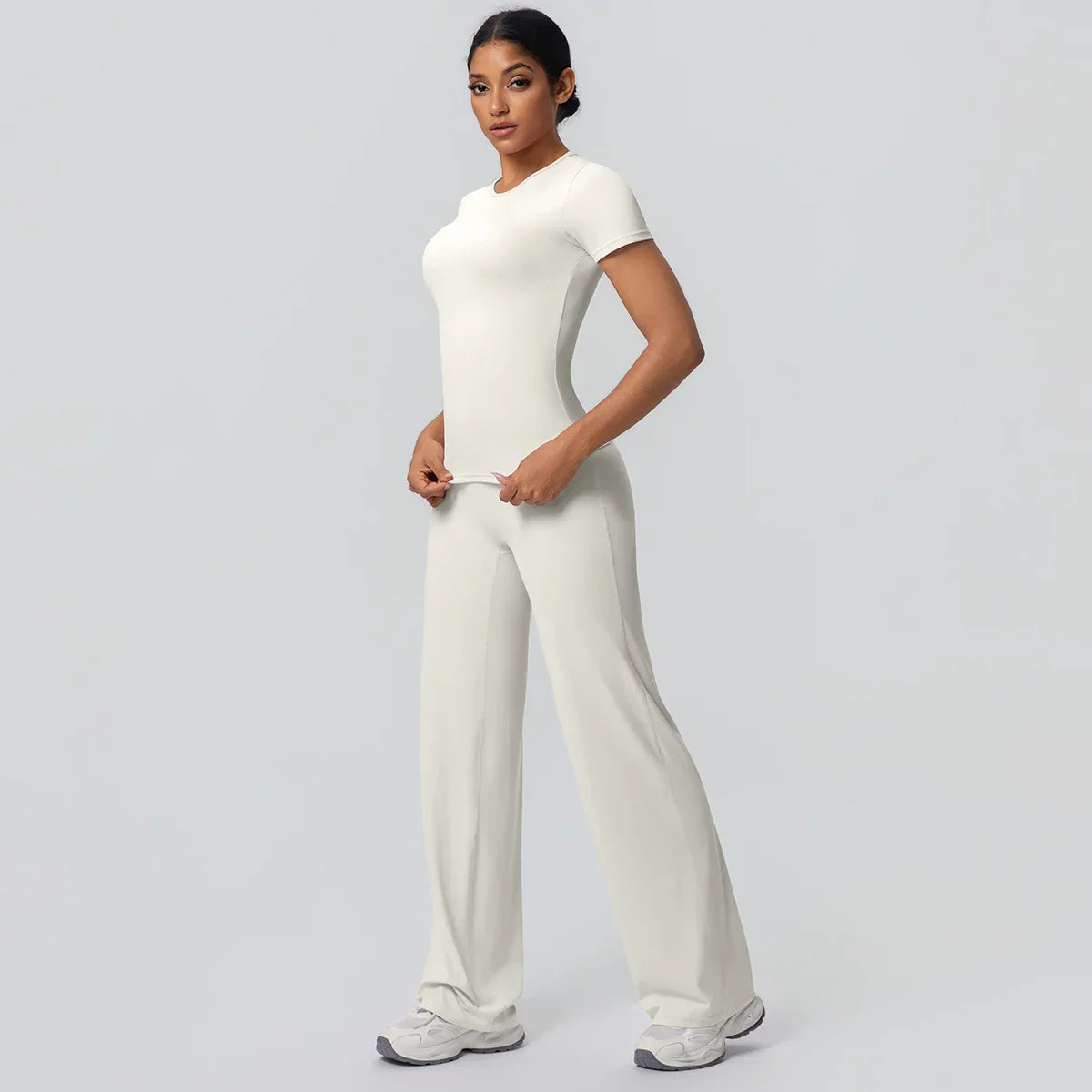 Fitness Sports Workout Yoga Set for Women Naked Feel Slim Casual Workout Top T-Shirt Quick Drying Push Up Running Pants Yoga Set