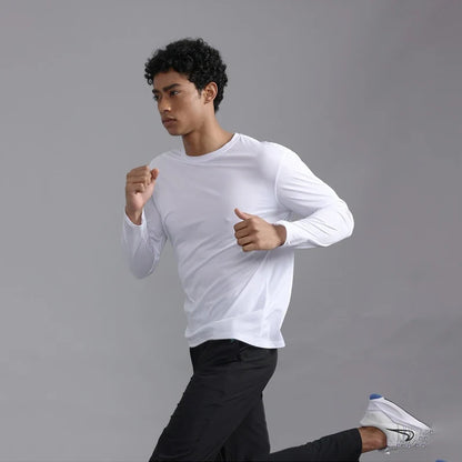 UPF50+ Men Thin Light Long Sleeve Sun Protection Shirt Stretch Quick Dry Moisture Wicking Athletic Tees for Hiking Climbing Outd